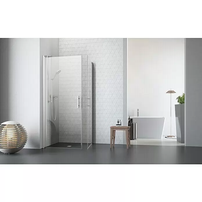 Camargue Vario Eckdusche S2+S3 - L x B x H: 80 x 90 x 195 cm, Beschichtet, Silber, Glasstärke: 6 mm - Stimmungsaufnahme