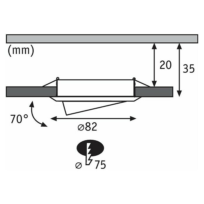 Paulmann LED-Einbauleuchten-Set6 W, Weiß, 3 Stk., Warmweiß, 8,2 cm Sketch