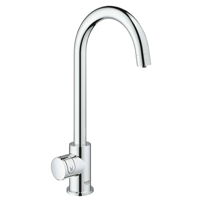 Grohe Spültischarmatur Blue Home Mono - Höhe: 37,9 cm, C-Auslauf, Chrom, Glänzend, Schwenkbar - Ein schlanker, verchromter Grohe Wasserhahn mit hohem Auslauf und seitlichem Bedienhebel für moderne Küchen und Bäder.