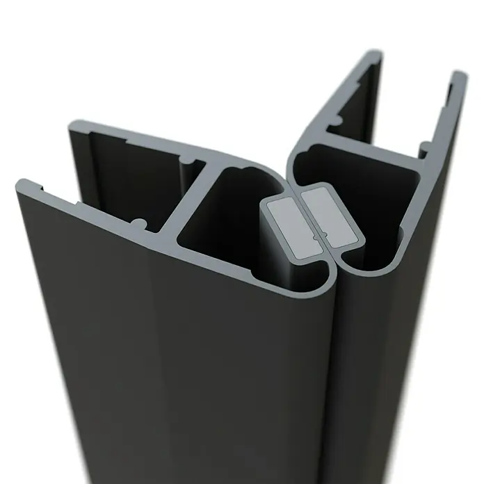 Camargue Magnetleisten-Set Vario/Air 2.0 - Kunststoff, Schwarz, Länge: 200 cm - Nahaufnahme eines grauen magnetischen Türdichtungsprofils für eine Dusche mit einfacher Installation und zuverlässiger Abdichtung.
