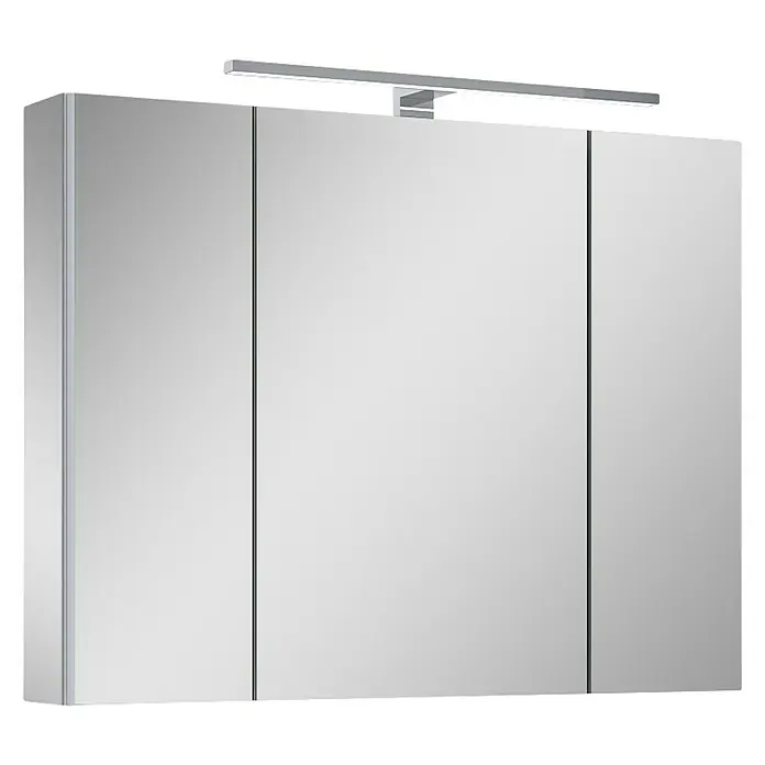 Riva Vulcano LED-Spiegelschrank - 80,6 x 13 x 61,8 cm, Mit Beleuchtung - Spiegelschrank mit drei Türen und einer LED-Leuchte oben, ideal für Badezimmer. Praktisch und modern.