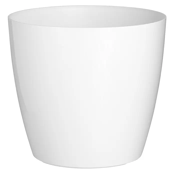 Artevasi San Remo Übertopf rund - Außenmaß (Ø x H): 12,5 x 11,5 cm, Weiß - Ein eleganter, glänzend weißer Blumentopf, perfekt für Zimmerpflanzen und zur Dekoration von Innenräumen mit seinem schlichten Design.