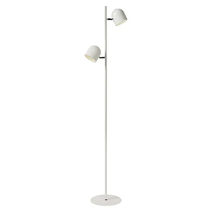 Lucide LED-Stehleuchte Skanska - 10 W, Höhe: 141 cm, Warmweiß, Weiß - Moderne Stehlampe mit zwei verstellbaren, weißen Schirmen und einem schlichten, eleganten Design für eine stilvolle Beleuchtung im Raum.