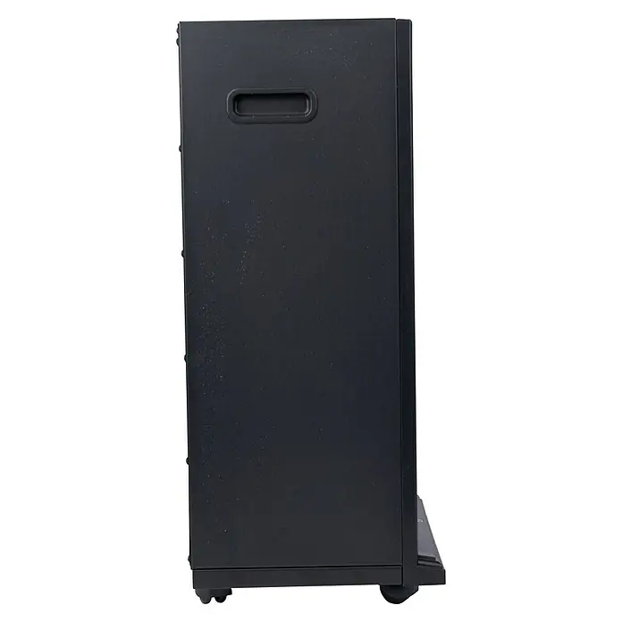 Voltomat HEATING Elektrischer Kamin - 2.000 W, Schwarz, 27,5 x 43 x 62,5 cm - Ein schwarzer Serverschrank mit Griff. Ideal für die Unterbringung von IT-Equipment. Praktisch und platzsparend für jedes Büro oder Rechenzentrum.