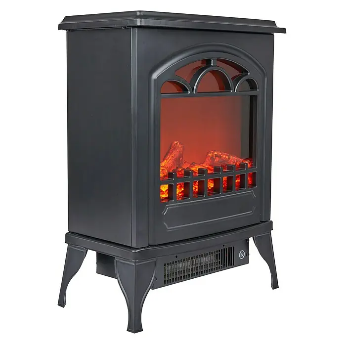 Voltomat HEATING Chimenea eléctrica Lisboa - 1.950 W, Negro, 24 x 39 x 56,5 cm - Chimenea eléctrica negra con llamas simuladas para crear un ambiente acogedor en la habitación. El producto es decorativo y funcional.