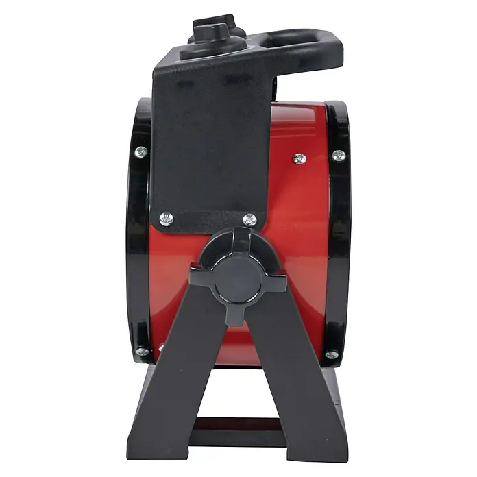 Voltomat HEATING Heizlüfter - 1.000 W - 2.000 W, Rot/Schwarz, 12,5 x 22,7 x 24 cm - Ein roter Haartrockner mit schwarzem Griff und einem stabilen Standfuß für den professionellen Einsatz im Salon oder zu Hause.