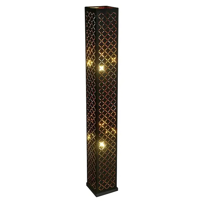 Tween Light Stehleuchte - Höhe: 118 cm - Eine schlanke, schwarze Stehlampe mit einem stilvollen, durchbrochenen Rautenmuster, das ein warmes, einladendes Licht verbreitet.