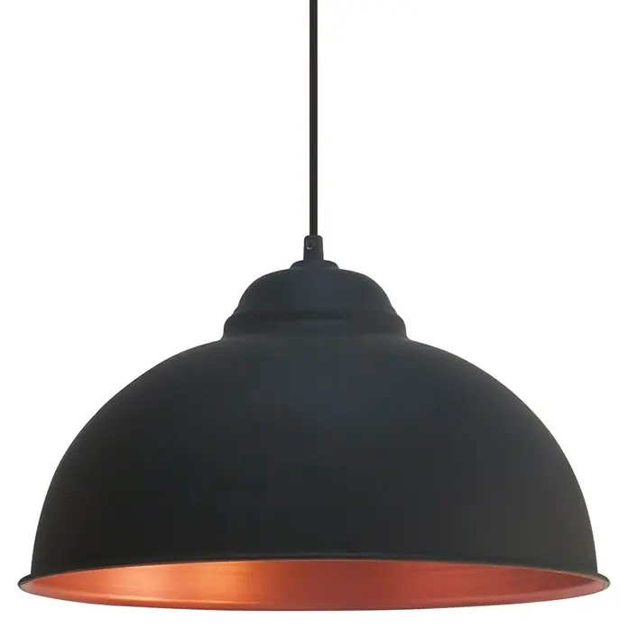 Eglo Pendelleuchte rund - Schwarz/Kupfer - Schwarze Hängelampe mit kupferfarbener Innenseite, modernes Design für stilvolle Beleuchtung. Ideal für Wohn- und Essbereiche.