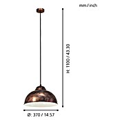 Eglo Lámpara colgante redonda Truro 2 (Cobre viejo, Altura: 110 cm, 60 W, E27)
