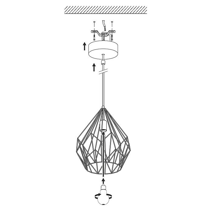 Eglo Lámpara colgante redonda Carlton (Cobre, Altura: 110 cm, Potencia máx.: 60 W, E27)