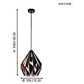 Eglo Okrugla viseća svjetiljka (60 W, Bakar/crna, Visina: 110 cm)