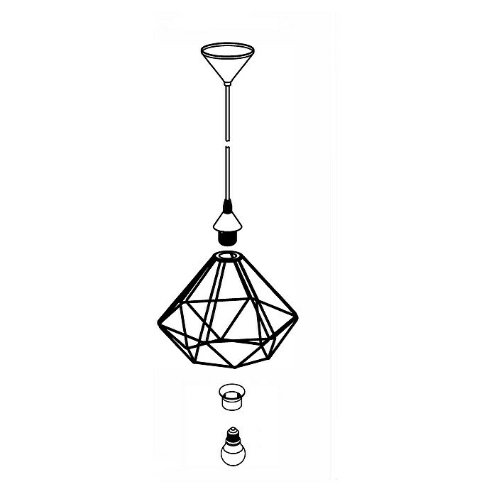 Eglo Tarbes Lámpara colgante redonda (Negro, Altura: 110 cm, Potencia máx.: 60 W, E27, 1 luz, Diámetro: 32,5 cm)