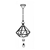 Eglo Tarbes Okrugla viseća svjetiljka (Crna, Visina: 110 cm, Maksimalna snaga: 60 W, E27, S 1 žaruljom, Promjer: 32,5 cm)