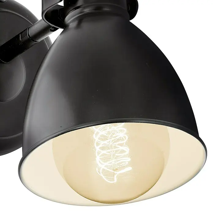 Eglo Priddy Wandleuchte - 40 W, Schwarz, Schwarz, Weiß, E27 - Nahaufnahme einer schwarzen Wandleuchte mit einer dekorativen Glühbirne, die warmes Licht ausstrahlt. Das industrielle Design verleiht jedem Raum einen Hauch von Stil.