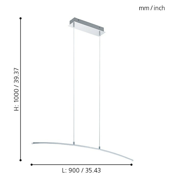 Eglo Style LED-Pendelleuchte Lasana (14 W, Chrom, L x H: 90 x 100 cm)