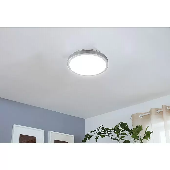Eglo LED-Wand- & Deckenleuchte Competa 1 - 22 W, Weiß/Silber, 325 mm - Runde silberne LED-Deckenleuchte, flächenbündig montiert und beleuchtet.