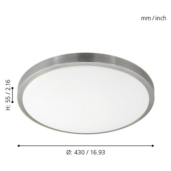 Eglo LED-Wand- & Deckenleuchte Competa 1 (24 W, Weiß/Silber, Ø x H: 43 x 5,5 cm)