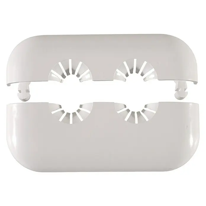 Plafón de 2 piezas doble - 1 ud., Blanco - Un canal de cables blanco de dos partes con recortes para el enrutamiento de cables, ideal para organizar cables.