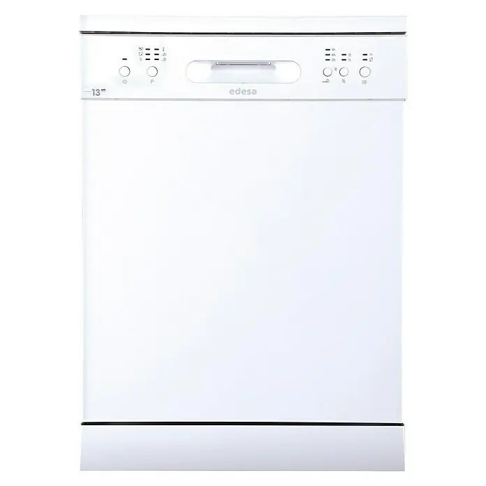 Edesa Lavavajillas libre instalación EDW-6130 WH - Ancho: 60 cm, Número de cubiertos: 13 ud., Consumo de agua por uso: 11 l - La imagen muestra un lavavajillas Edesa de color blanco. Tiene un diseño moderno y sencillo con los controles situados en el panel frontal.