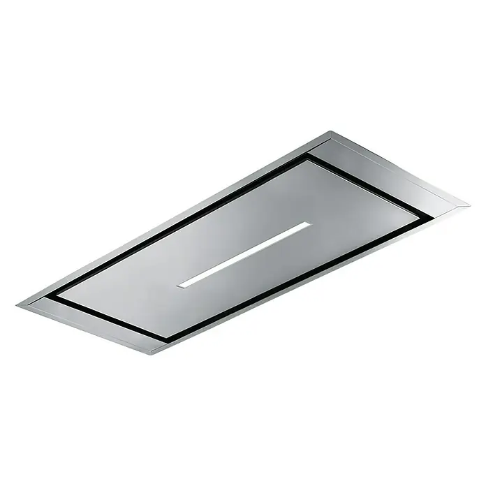 Mepamsa Campana para isla Cielo Slim - Ancho: 120 cm, Máx. Potencia del ventilador en modo extracción: 700 m³/h, Acero inoxidable - Campana extractora de techo de acero inoxidable con forma rectangular e iluminación integrada para la cocina moderna.