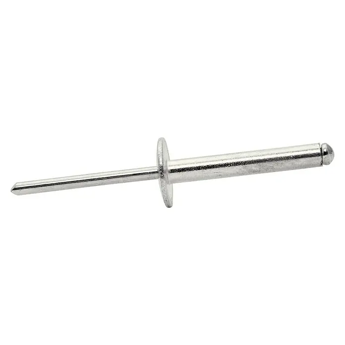 Rapid Remache ciego - Diámetro de remache: 4,8 mm, Longitud de remache: 14 mm, 1 ud. - Primer plano de un remache ciego plateado, ideal para crear uniones permanentes en diversos materiales y aplicaciones.