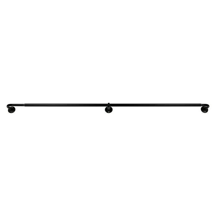 Stilgarnitur Day & Night - Länge Gardinenstange: 160 cm - 280 cm, Schwarz - Auf dem Bild ist eine doppelte Handtuchstange in Schwarz zu sehen, die an der Wand montiert ist. Praktische Badezimmerausstattung für jedes Zuhause.