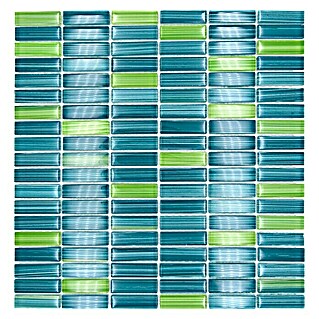 Mosaikfliese Stäbchen Crystal Mix XCM S850 (32,2 x 31 cm, Grün, Glänzend)