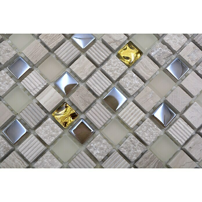 Mosaikfliese Quadrat Crystal Mix XCM HQ12 (30,5 x 30,5 cm, Beige/Grau, Matt)