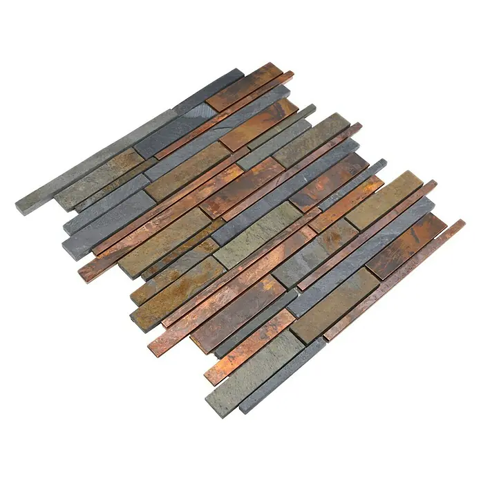 Mosaikfliese Verbund Mix XSK 565 - 30 x 31 cm, Kupfer, Matt - Mosaikfliesen aus Stein und Kupfer. Das Mosaikmuster verleiht jedem Raum einen modernen und edlen Look.