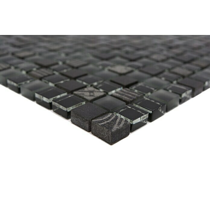 Mosaikfliese Quadrat Crystal Mix XCM HQ19 (30,5 x 30,5 cm, Schwarz, Matt)