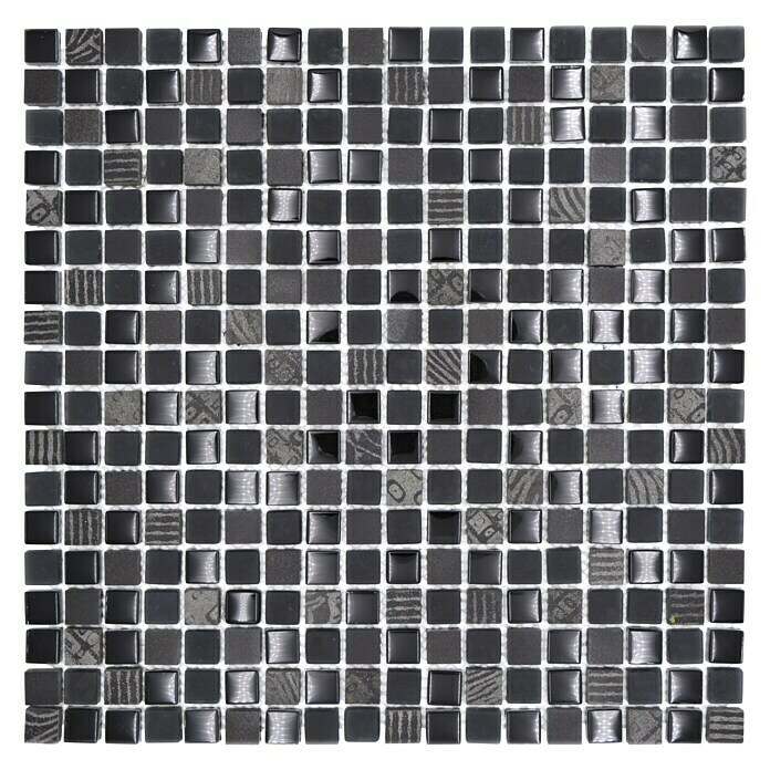 Mosaikfliese Quadrat Crystal Mix XCM HQ19 (30,5 x 30,5 cm, Schwarz, Matt)