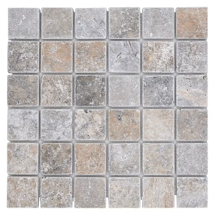 Mosaikfliese Quadrat XNT 47048 - 30,5 x 30,5 cm, Silber, Matt - Quadratische Mosaikfliesen in verschiedenen Grautönen und Beigetönen, ideal für stilvolle Wand- und Bodengestaltungen.