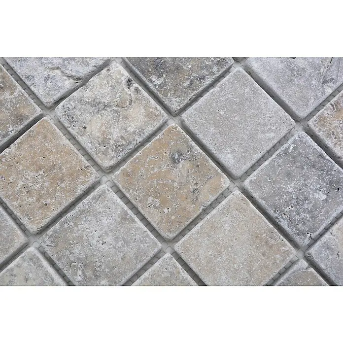 Mosaikfliese Quadrat XNT 47048 - 30,5 x 30,5 cm, Silber, Matt - Graue Mosaikfliesen für Wand- oder Bodengestaltung mit natürlicher Textur und neutralen Farbtönen, ideal für moderne Raumgestaltung.