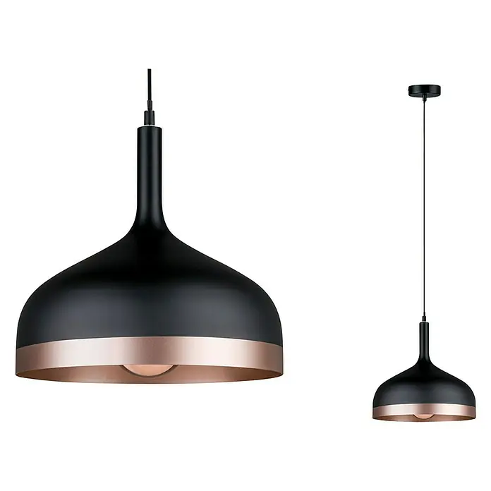 Paulmann Neordic Pendelleuchte Embla - Höhe: 110 cm, Schwarz/Kupfer - Zwei elegante Hängelampen in Schwarz und Kupfer, die ein modernes und stilvolles Ambiente schaffen.