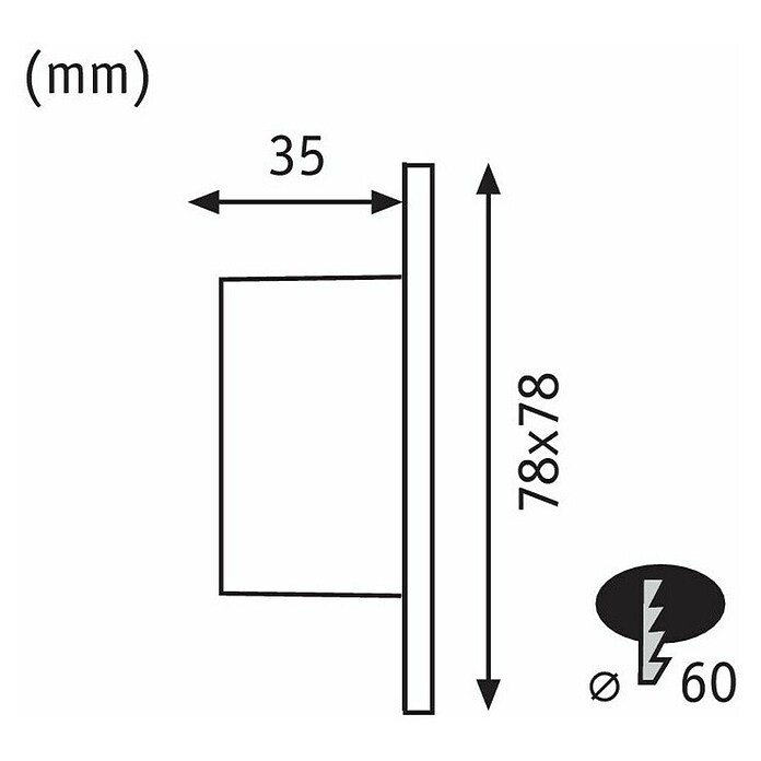 Paulmann Ugradbena LED svjetiljka (1,7 W, Bijelo, Š x V: 7,8 x 7,8 cm)