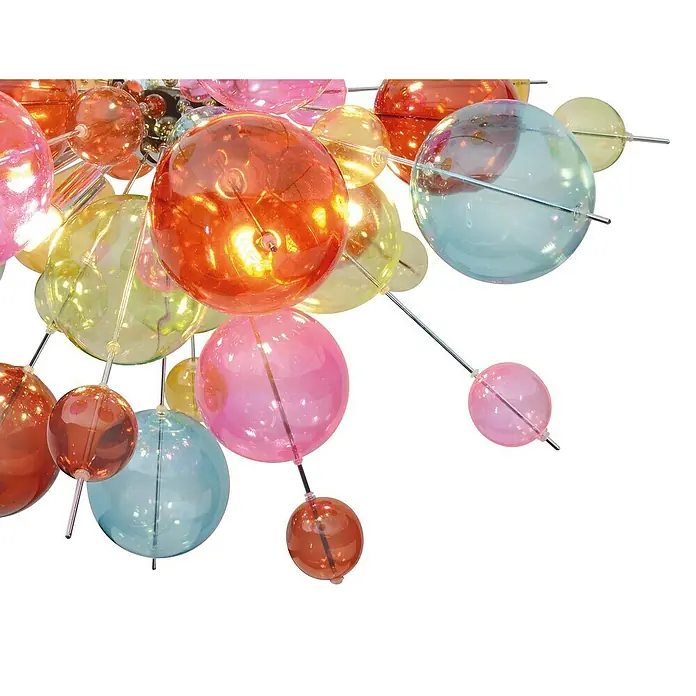 Näve Pendelleuchte Explosion - Höhe: 150 cm, Bunt - Nahaufnahme einer farbenfrohen, modernen Kugelleuchte, die ein stilvolles und künstlerisches Ambiente ausstrahlt.