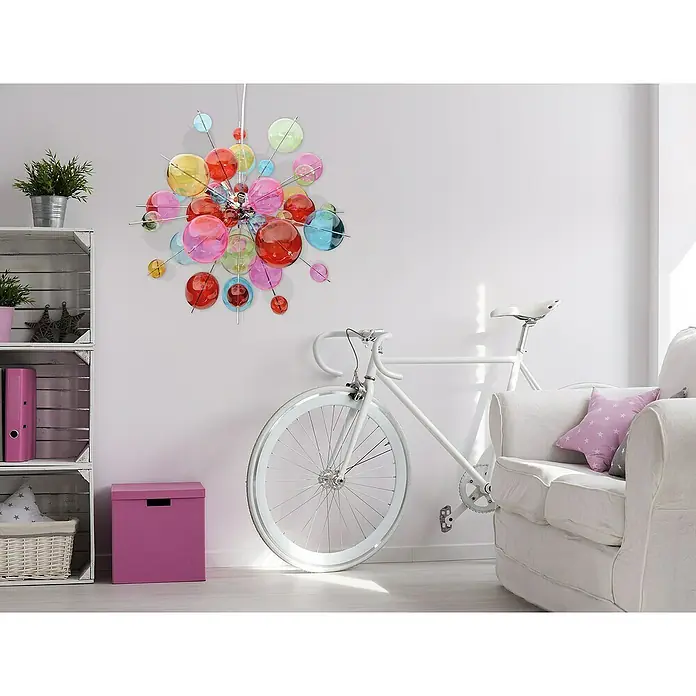 Näve Pendelleuchte Explosion - Höhe: 150 cm, Bunt - Wanddekoration mit einem bunten, runden Design mit mehreren Kreisen. Ein dekoratives Element, das Farbe und Stil in jeden Raum bringt.