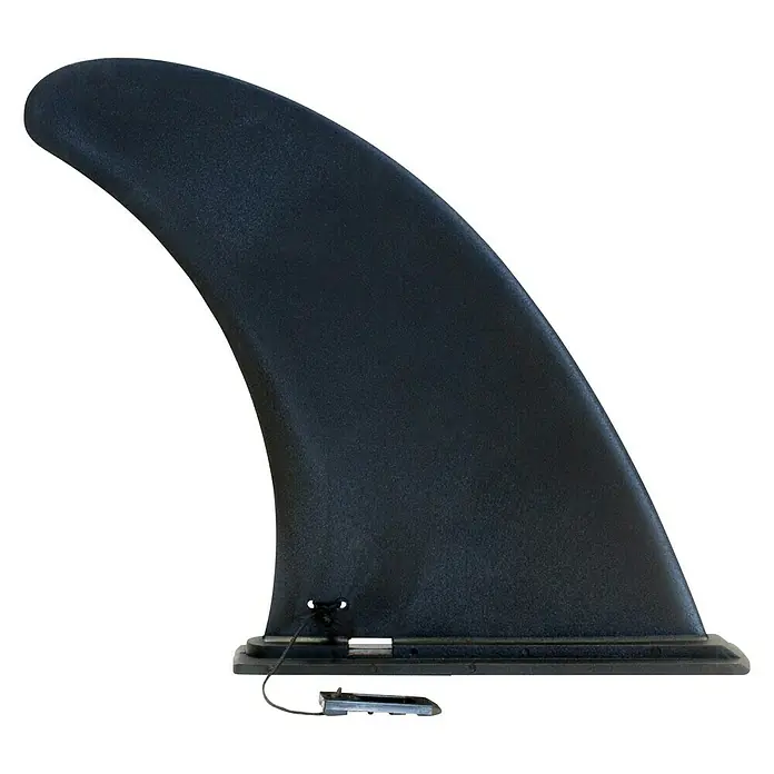 Explorer SUP-Board-Set Sunshine 10.0 - L x B x H: 305 x 81 x 15 cm, Nutzlast: 150 kg, Aufblasbar, Blau/Weiß - Schwarze Surfbrett-Finne mit abgerundeter Spitze und flacher Basis, die für Stabilität und Kontrolle beim Wellenreiten sorgt.