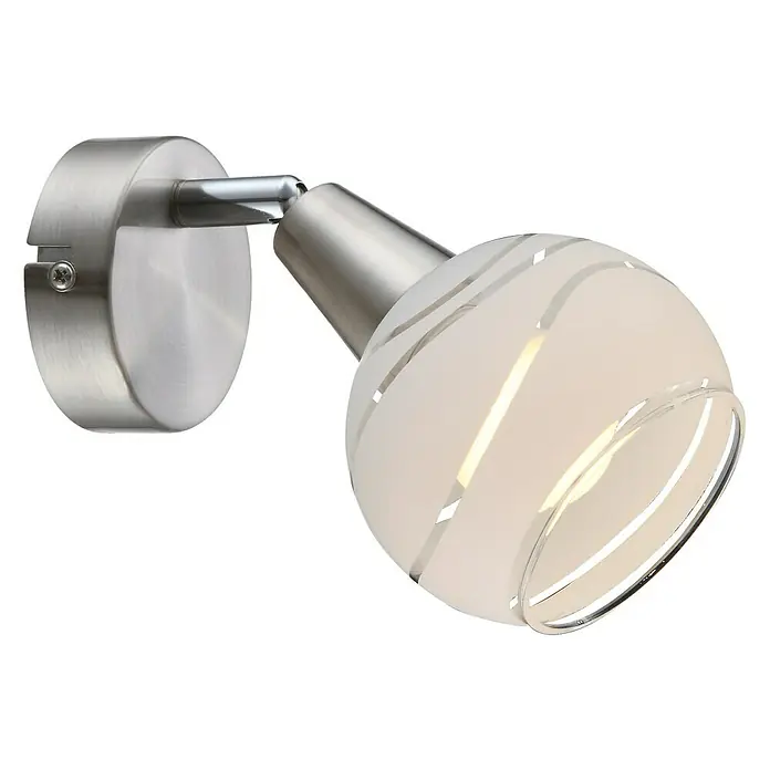 Globo Elliott Deckenstrahler - 4 W, Nickel matt, E14, 1 Stk. - Eine elegante Wandleuchte mit einem runden, milchigen Glas und silberfarbenen Akzenten. Ideal für stimmungsvolle Beleuchtung.