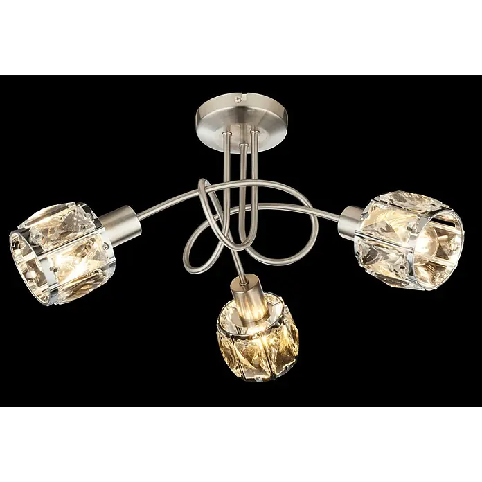 Tween Light Deckenstrahler Diamant - 120 W, Nickel matt, E14, 3 Stk. - Moderne Deckenleuchte mit drei Strahlern und dekorativen Kristallelementen, die ein angenehmes Licht erzeugen. Ideal für Wohn- und Schlafbereiche.