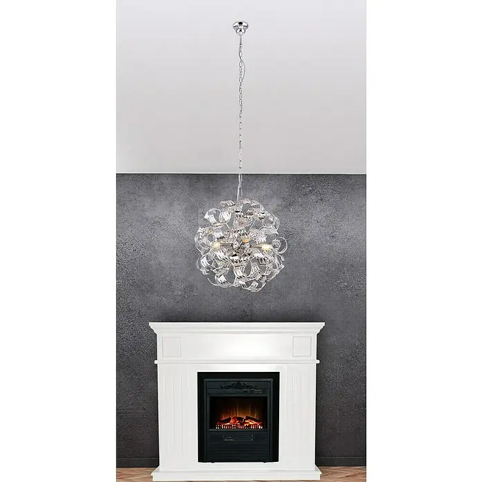 Globo Pendelleuchte Falla - Ø x H: 500 mm x 125 cm - Eine schicke, moderne Kugel-Hängeleuchte mit klaren, spiralförmigen Akzenten, die Eleganz und zeitgenössisches Design in Einklang bringt.