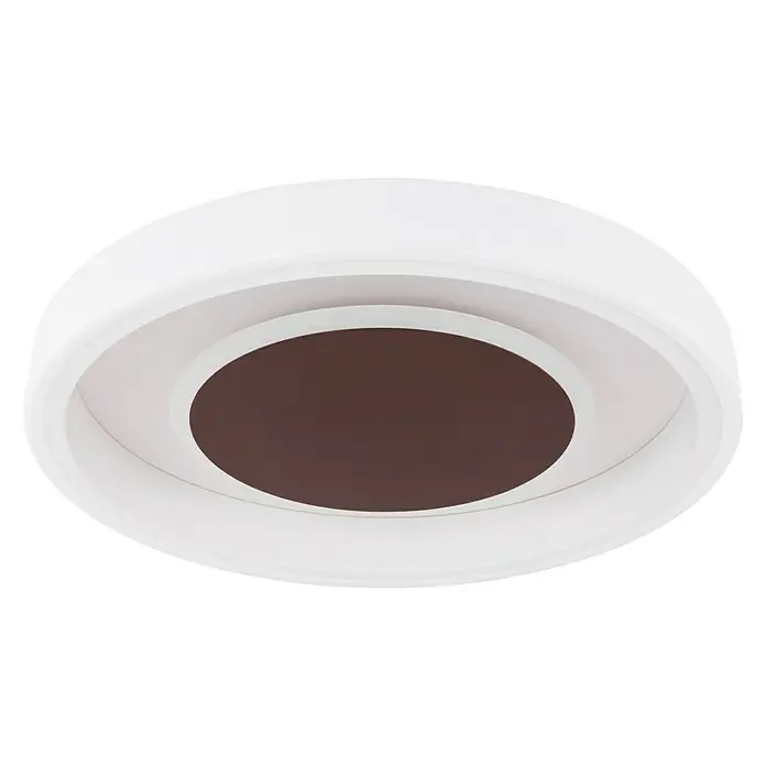 Globo LED-Deckenleuchte rund Goffi - 40 W, Ø x H: 50 x 9 cm, Weiß, Braun - Elegante Deckenleuchte mit weißem Rahmen und brauner Mitte, die modernes Design und Funktionalität vereint. Ideal für stilvolle Beleuchtungslösungen.