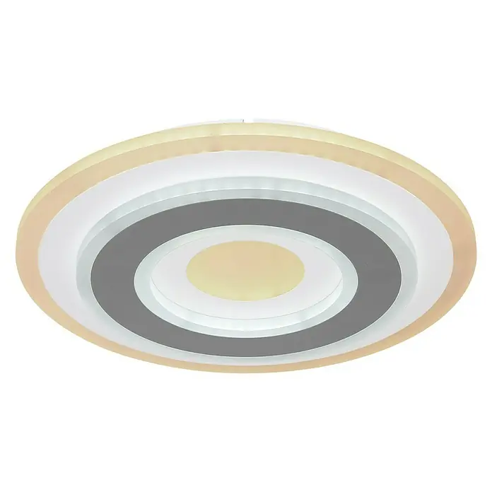 Globo LED-Deckenleuchte rund Sabatino - 21 W, Ø x H: 30 x 5,5 cm, Opal - Moderne LED-Deckenleuchte mit konzentrischen Kreisen in Beige, Weiß und Grau. Ideal für stilvolle Innenräume.