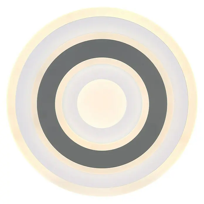 Globo LED-Deckenleuchte rund Sabatino - 21 W, Ø x H: 30 x 5,5 cm, Opal - Moderne LED-Deckenleuchte mit konzentrischen Kreisen in Weiß und Grau, die ein helles und gleichmäßiges Licht spendet. Ideal für Wohn- und Schlafzimmer.