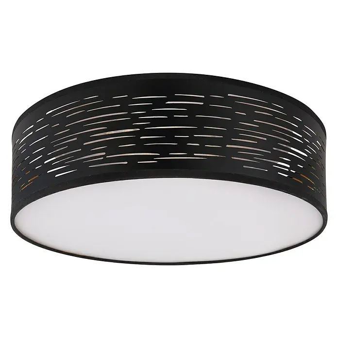 Globo LED-Deckenleuchte rund Tunno - Ø x H: 380 mm x 13 cm, Schwarz/Gold - Schwarze Deckenleuchte mit modernem Design, das durchbrochene Muster am Lampenschirm sorgt für eine angenehme Lichtverteilung im Raum.