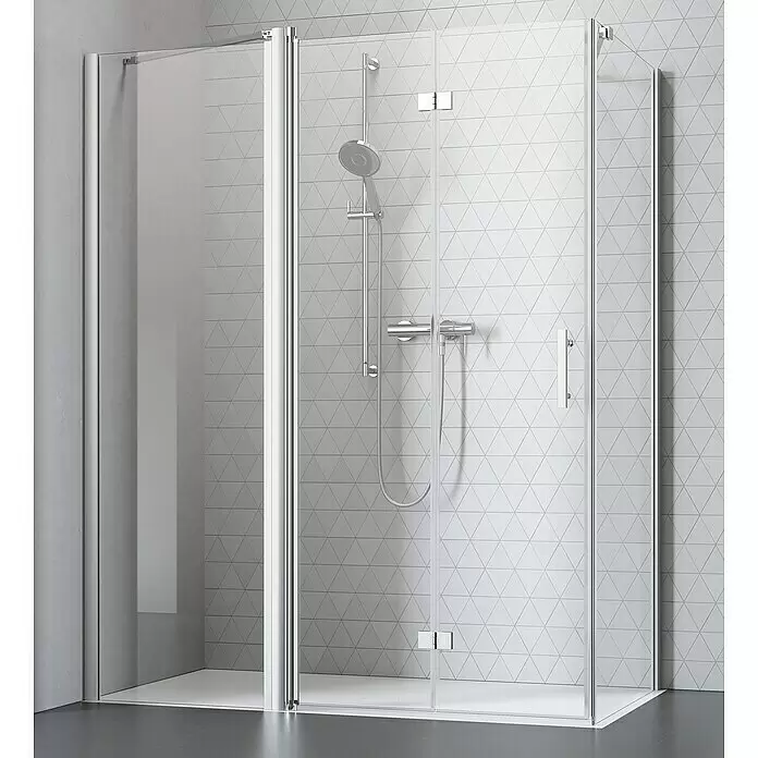 Camargue Vario Eckdusche S54+S15+S14PL x B x H: 140 x 140 x 195 cm, Beschichtet, Stärke: 6 mm, Silber