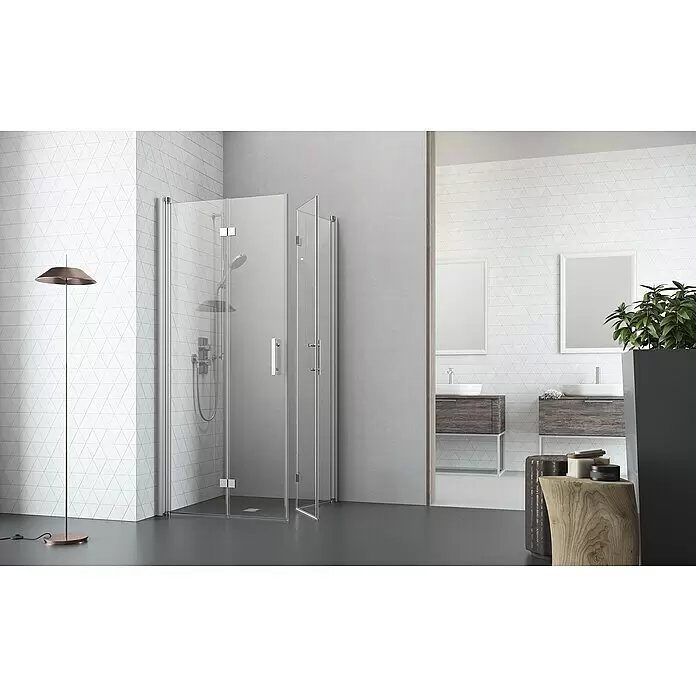 Camargue Vario Eckdusche S53+S54 - L x B x H: 90 x 100 x 195 cm, Beschichtet, Silber, Glasstärke: 6 mm - Stimmungsaufnahme