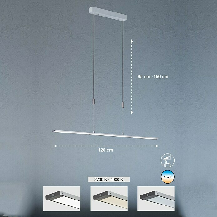 Fischer & Honsel LED-Pendelleuchte Metz (29 W, Aluminium/Chrom) | BAUHAUS