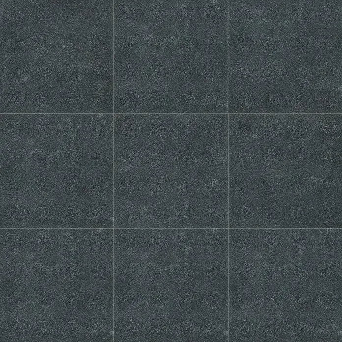 Art-Tec by Palazzo Terrassenfliese - 60 x 60 x 2 cm, Onyx, Matt - Bild von quadratischen, anthrazitfarbenen Bodenfliesen mit einer leicht rauen Oberfläche, die in einem 3x3-Raster angeordnet sind.