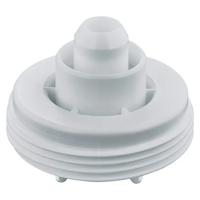 Grohe Blue Adapter für Reinigungskartusche - Passend für: Grohe Blue Reinigungskartusche & Filterkopf, Kunststoff - Weiße Kappe mit einer geriffelten Basis und einem zentrierten, nach oben ragenden Zylinder auf einem neutralen Hintergrund.